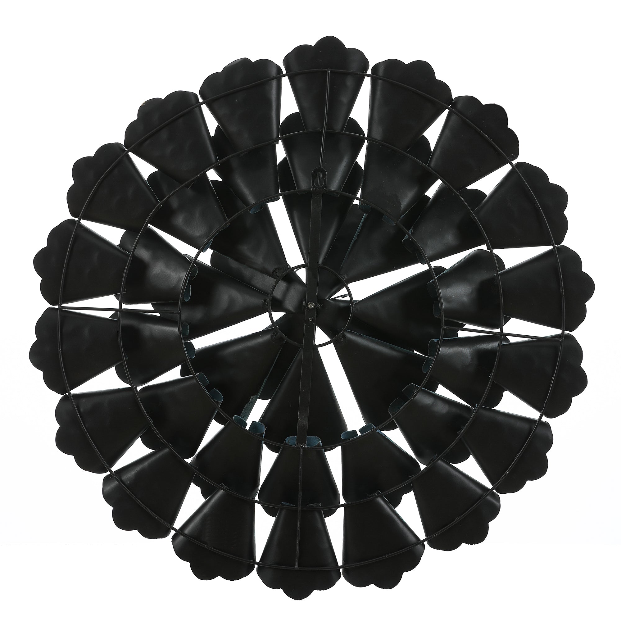 23.5" Round Teal Blue Flower Metal Wall Decor