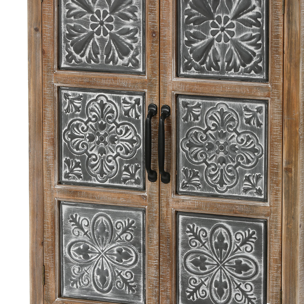 Farmhouse Wood and Metal 2-Drawer 2-Door Storage Cabinet