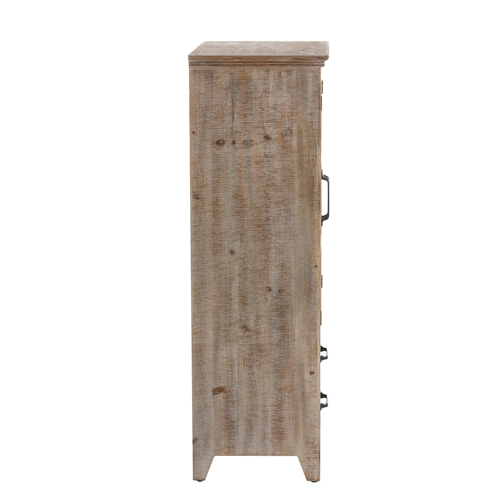 Farmhouse Wood and Metal 2-Drawer 2-Door Storage Cabinet