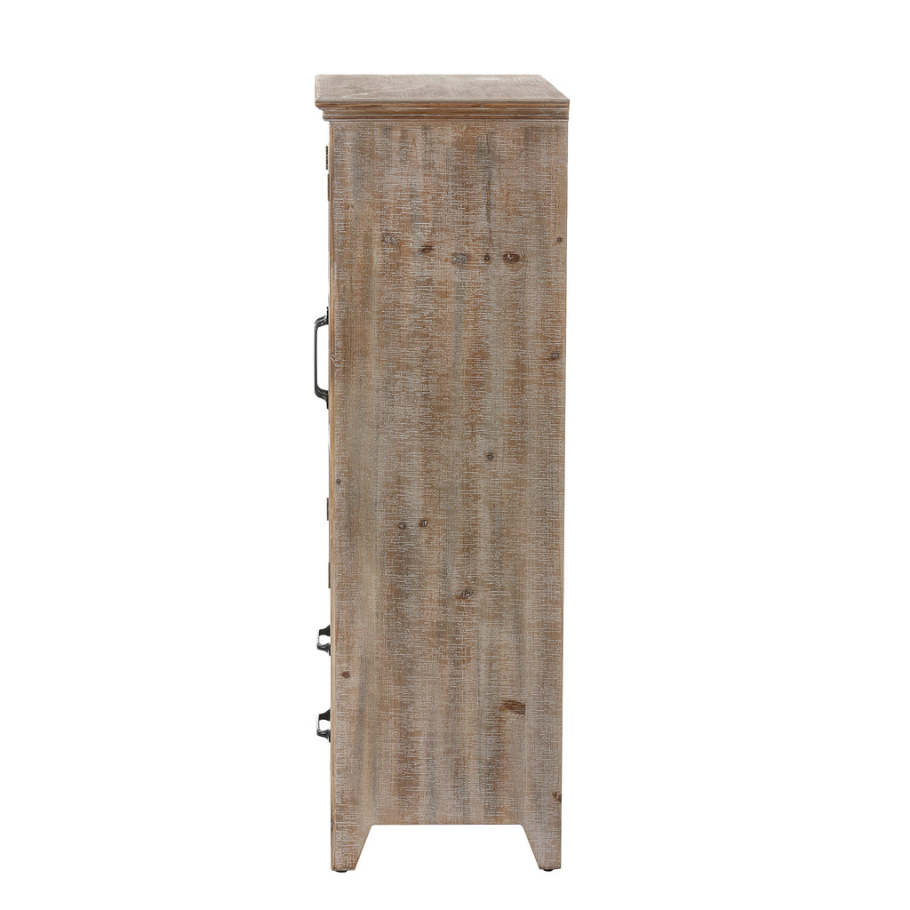 Farmhouse Wood and Metal 2-Drawer 2-Door Storage Cabinet