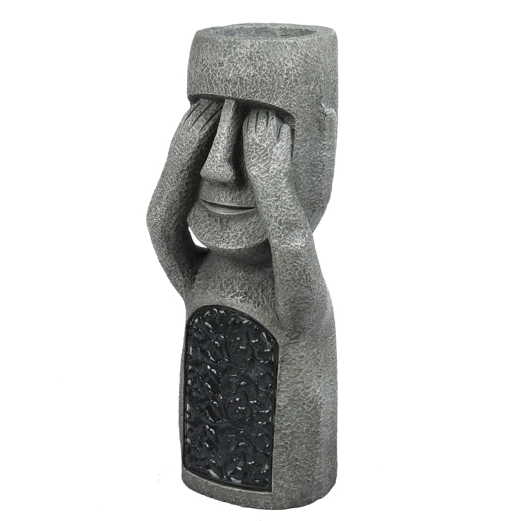 Solar-Powered Easter Island Moai Statue Planter with LED Lights – Outdoor Garden, Patio & Balcony Decor
