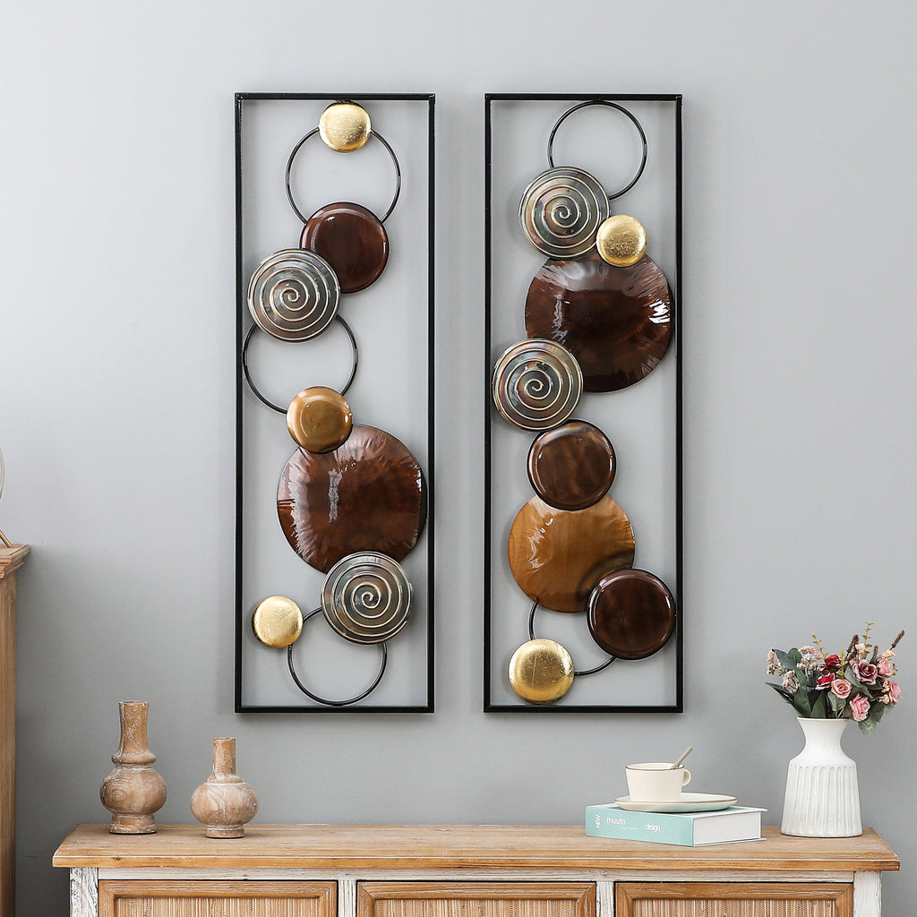 2-Piece Abstract Metal Wall Decor Rectangular Panels