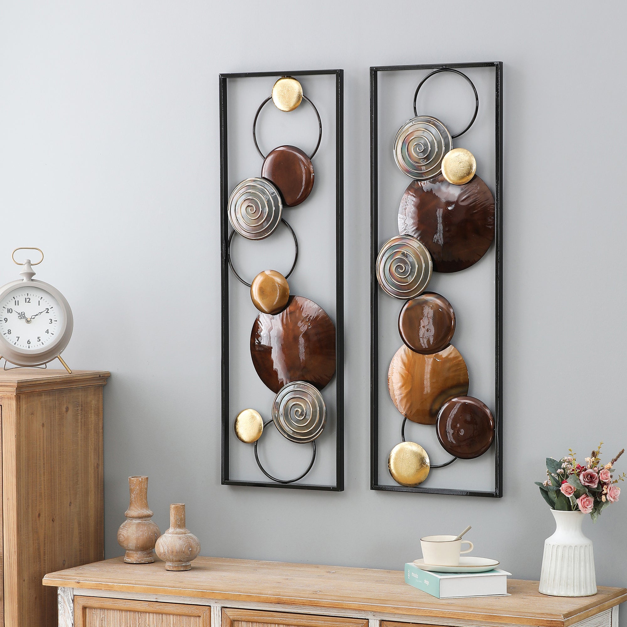 2-Piece Abstract Metal Wall Decor Rectangular Panels