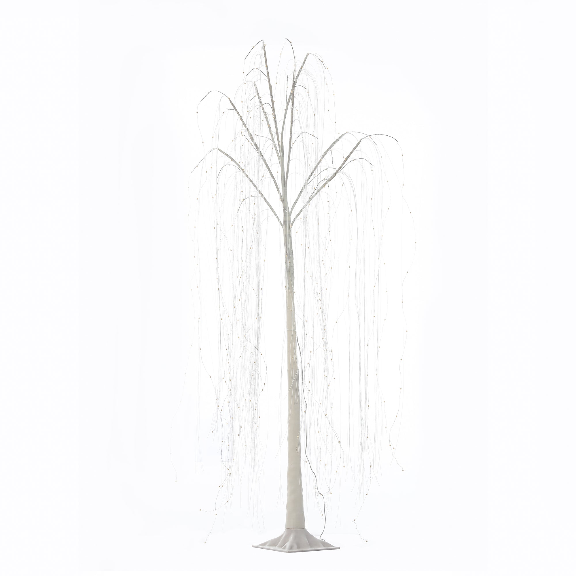 5.9Ft White Artificial Willow Tree with Lights and Metal Base