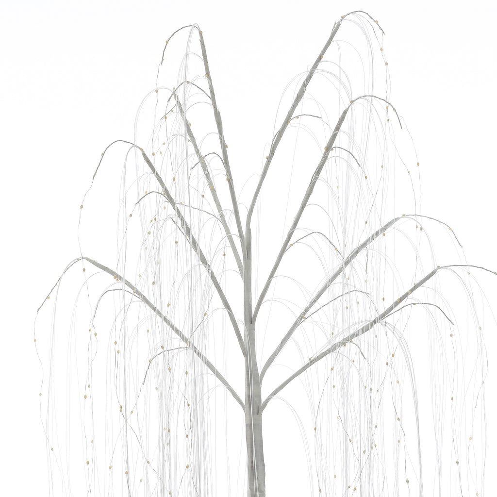 5.9Ft White Artificial Willow Tree with Lights and Metal Base