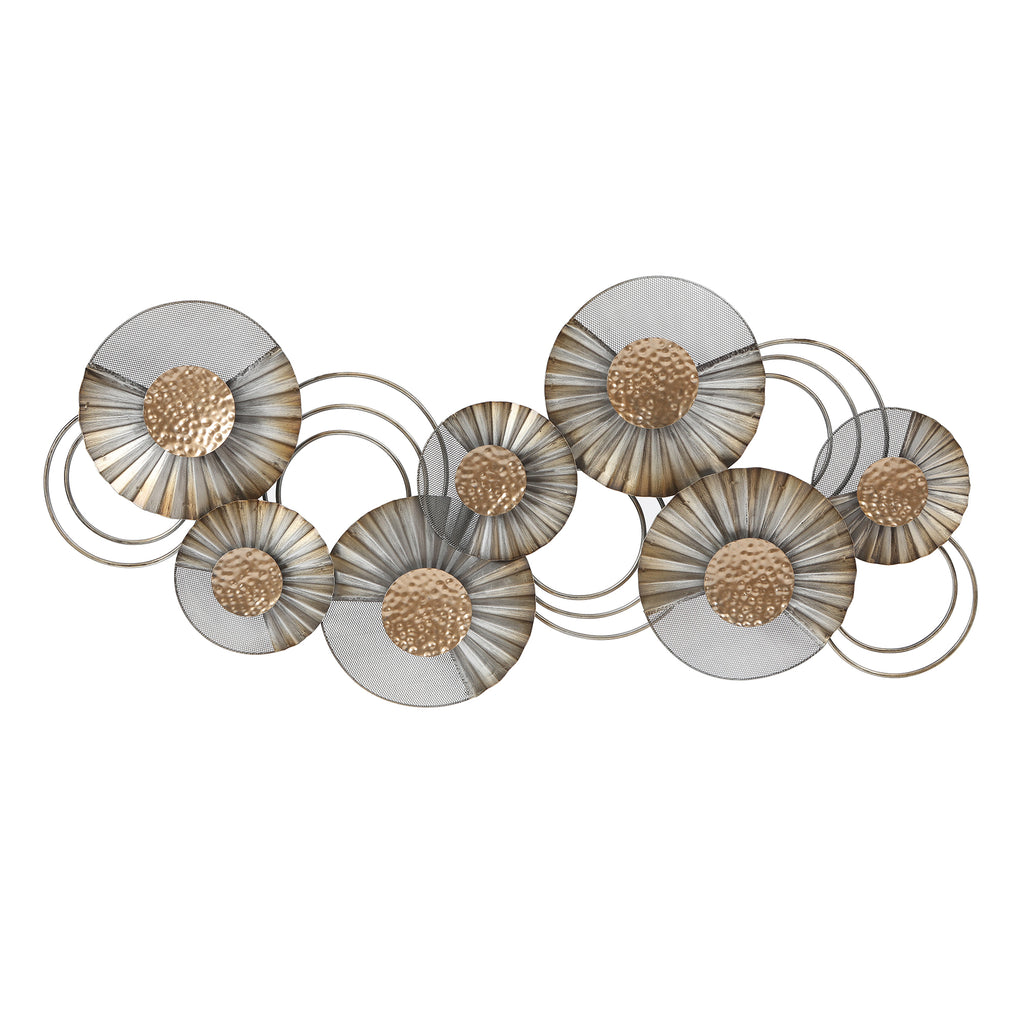47" W Distressed Metal Modern Flower Wall Decor