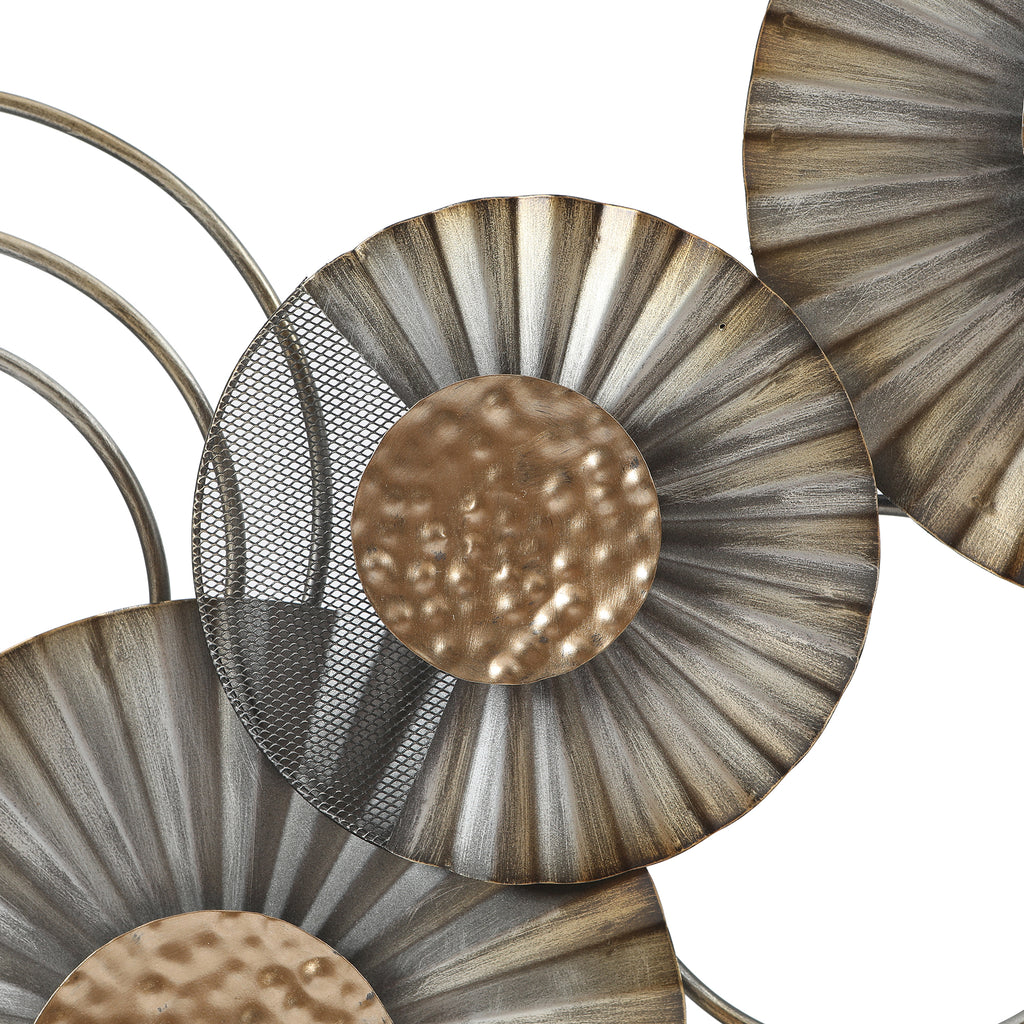 47" W Distressed Metal Modern Flower Wall Decor