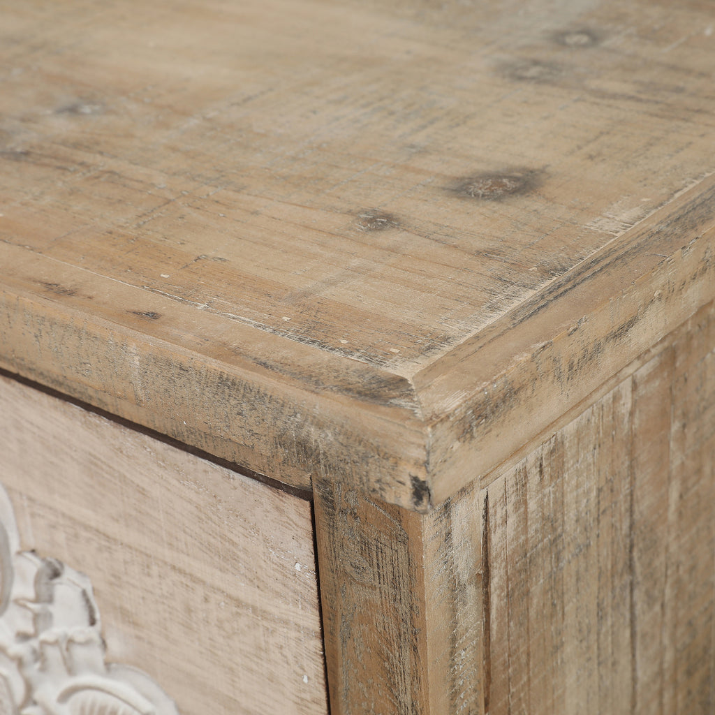 3-Drawer 28.2" H x 25.2" W Natural Wood White Floral Accent Chest