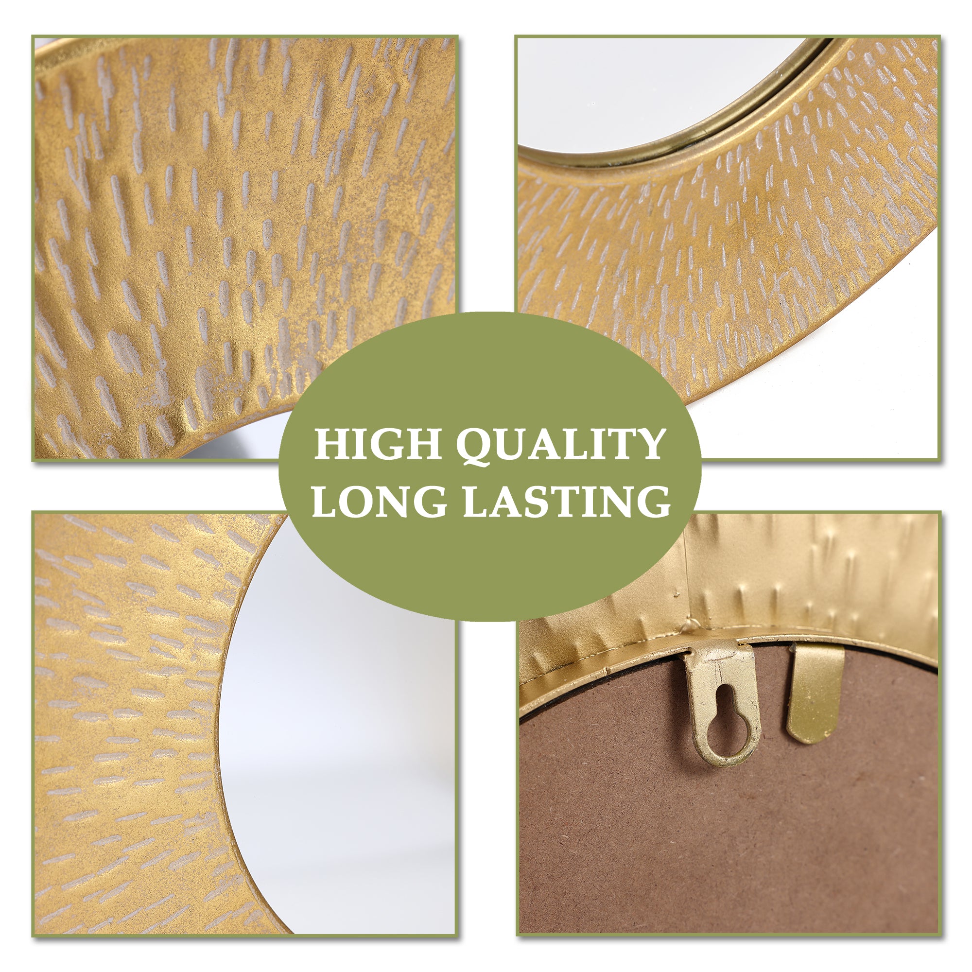 3-Piece Gold Metal Round Wall Mirror Set