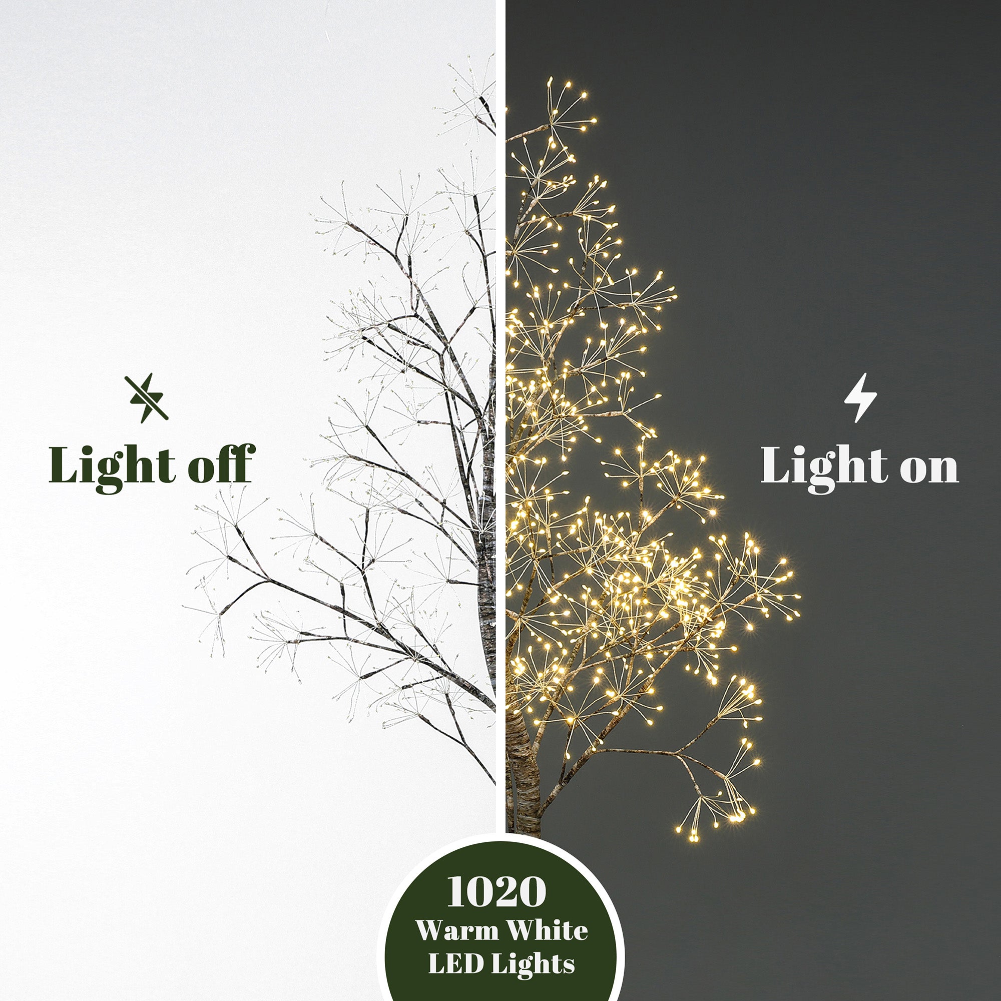 5.9 Pre-Lit Birch Artificial Tree with Realistic Faux Tree Trunk