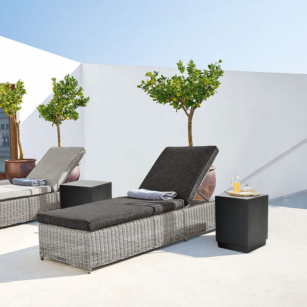 Minimalist Gray Cement Square Indoor Outdoor Side and End Table