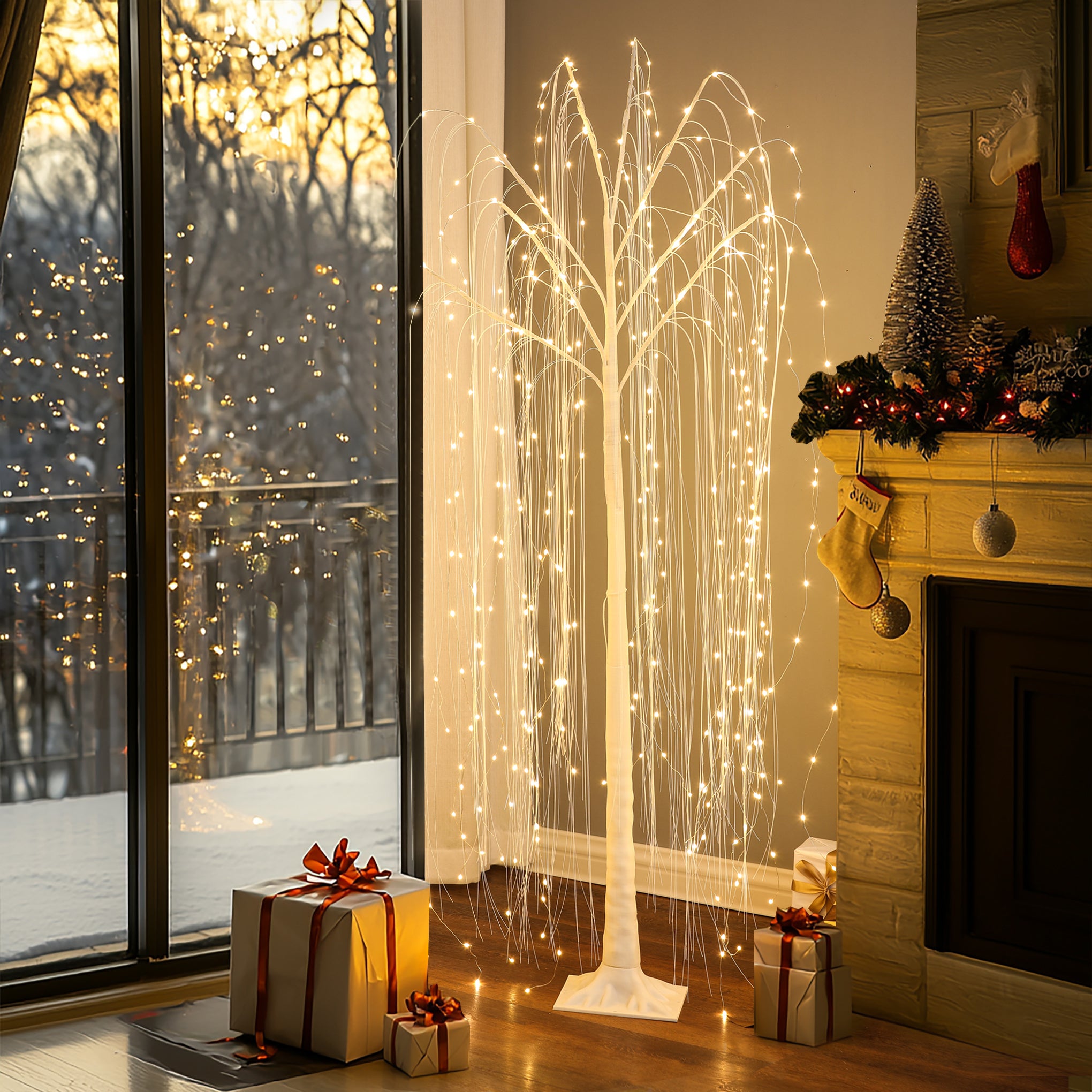 LED Willow Tree Decorative Light with RGB Control – Flexible Copper Branches, Remote & App-Controlled, for Indoor & Outdoor Decor