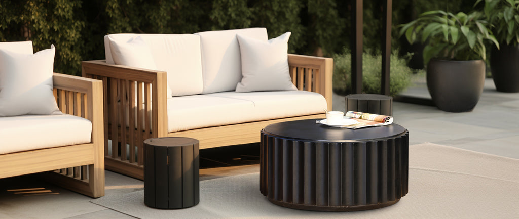 Black Cement Round Coffee Table